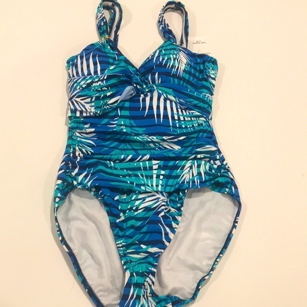 Ralph Lauren size 6 one piece swimsuit light discrete mesh tummy control